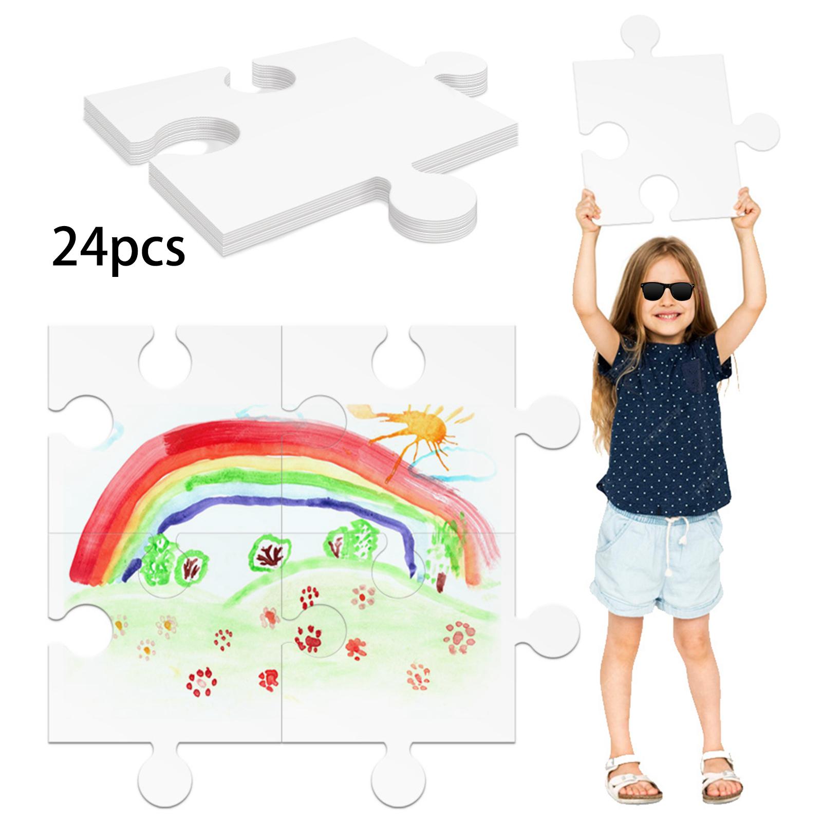 Puzzle Blank White - 24 stuks witte kartonnen blanco puzzels