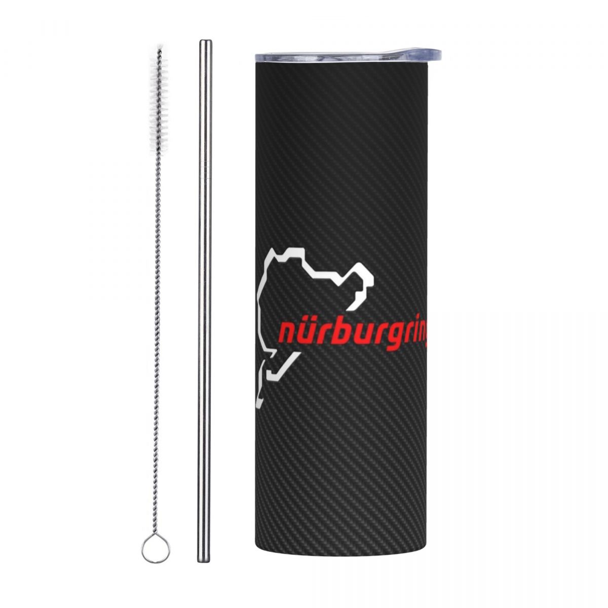 Tumbler 20Oz White - Nurburgring Carbon Fiber Wit Rood RVS
