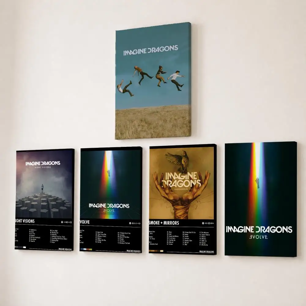 Canvas Wrap Ready - Rockband I-imagine Dragons Schilderij Kalligrafie HD